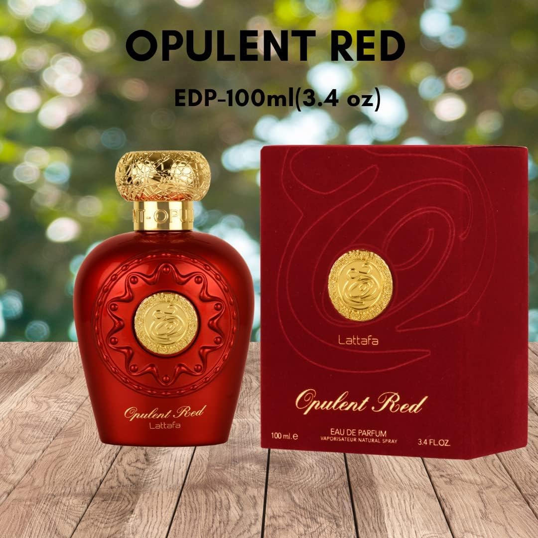 Lattafa Perfumes Opulent Red for Unisex Eau de Parfum Spray, 3.4 Ounce (137662)